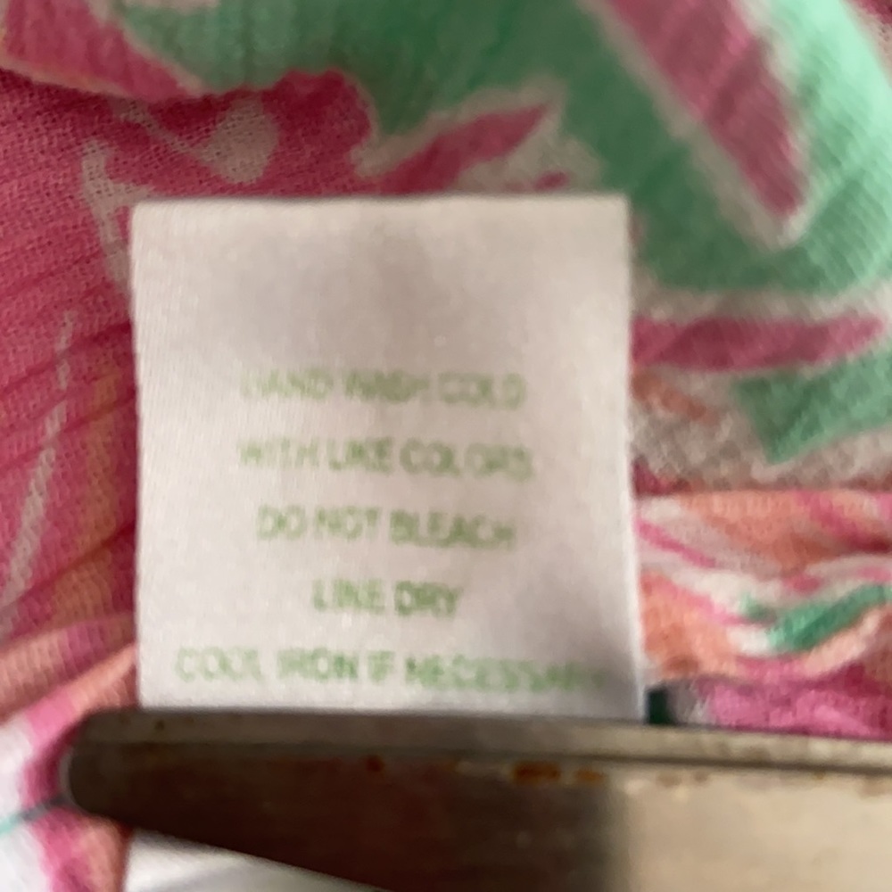 Lilly Pulitzer 100% Cotton Pink Green Ripley Lagoon Preppy Coastal Tunic 4375 - Picture 10 of 11